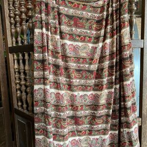 Vintage silk wool Paisley Print Maxi Skirt in Cream, Red & Green made in Italy